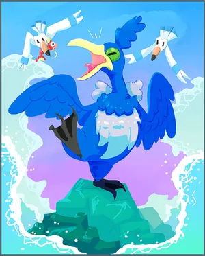 Cramorant Flying Alongside Wingull In The Sky Wallpaper