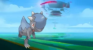 Cranidos Beside Pokemon Go Gym Wallpaper