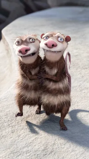 Crash And Eddie On Ice Age Dawn Of The Dinosaurs Wallpaper