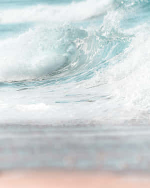 Crashing Wave Close Up Beach Scene Wallpaper