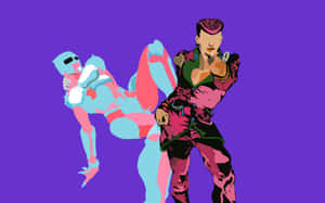 Crazy Diamondand Josuke Higashikata Illustration Wallpaper