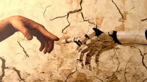 Creation Of Adam 4k Recreation With Robot Wallpaper