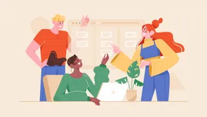 Creative Team Collaboration Illustration Wallpaper