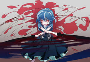 Creepy Blue Haired Anime Girl Wallpaper