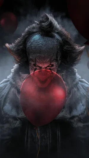 Creepy_ Clown_with_ Red_ Balloon Wallpaper