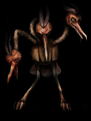 Creepy Dodrio Fanart Black Phone Wallpaper