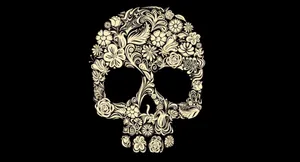 Creepy Halloween Skeleton Emerging From The Shadows Wallpaper