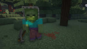 Creepy Minecraft Zombie Approaching Wallpaper