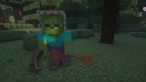 Creepy Minecraft Zombie Approaching Wallpaper