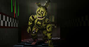 Creepy Springtrap Standing Tall In A Dimly Lit Abandoned Room Wallpaper