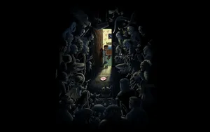 Creepy Toy Hallway Illustration Wallpaper