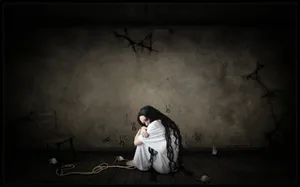 Creepy Woman Long Hair Alone Phone Wallpaper