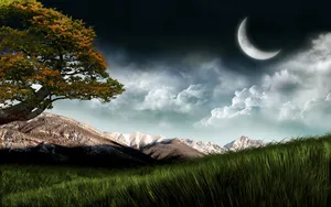 Crescent Moon 3d Nature Wallpaper