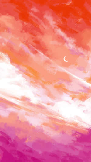 Crescent Moon Over Pink Skies Wallpaper