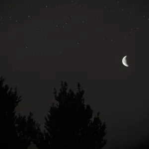 Crescent Moonand Starry Sky Wallpaper