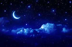 Crescent Moonand Stars Night Sky Wallpaper
