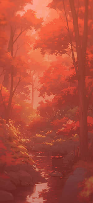 Crimson Forest Glow Wallpaper