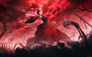 Crimson Witch Fantasy Artwork Wallpaper