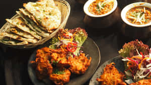 Crispy Pakora And Flatbread Indian Food Wallpaper