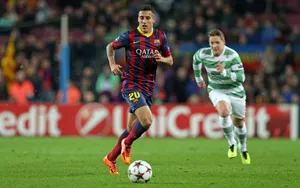 Cristian Tello F C Barcelona Action Wallpaper