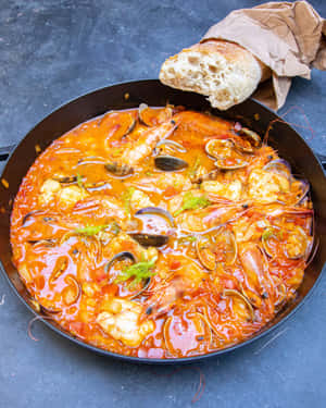 Croatian Seafood Brudet In A Big Pot Wallpaper