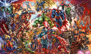 Crossover Of Marvel And Dc Superhero Collage Wallpaper