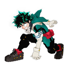 Crouching Izuku Midoriya 4k Wallpaper