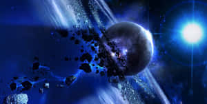 Cryptic Asteroid Ring Planet Wallpaper