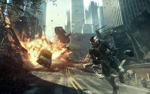 Crysis 3 Fiery Car Crash 4k Wallpaper