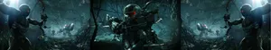 Crysis 3 Game Engaging Battle Scene Three Screen Wallpaper