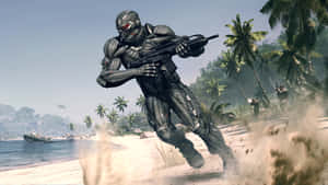 Crysis Nanosuit Soldier Beach Combat.jpg Wallpaper