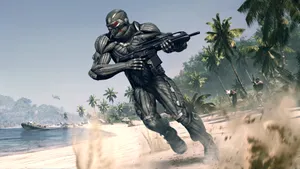 Crysis Nanosuit Soldier Beach Combat.jpg Wallpaper