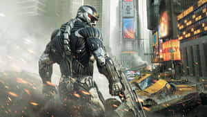 Crysis Nanosuit Soldier Urban Destruction Wallpaper