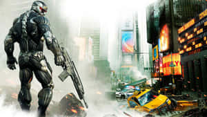 Crysis Nanosuit Soldierin Action Wallpaper