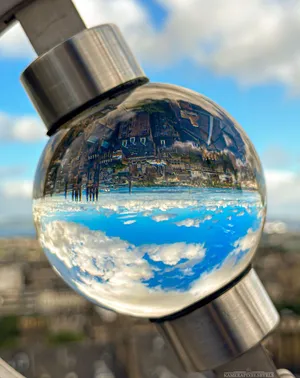Crystal Ball Cityscape Reflection Wallpaper