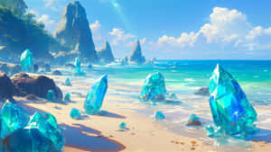 Crystal Blue Beachscape Wallpaper