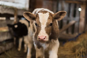 Curious Baby Cowin Barn Wallpaper