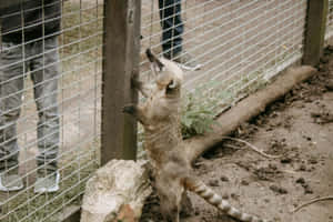 Curious Coati Climbing Fence Wallpaper