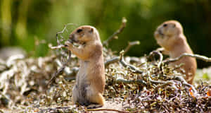 Curious Gophers Nature Scene Wallpaper