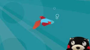 Curious Kumamon With Fish Wallpaper