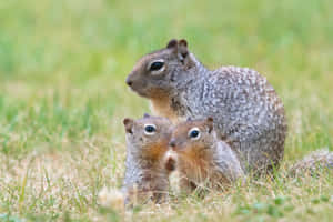 Curious Squirrelsin Grass.jpg Wallpaper