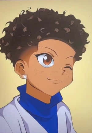 Curly Haired Anime Boy Smiling Wallpaper