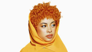 Curly Haired Womanin Yellow Hoodie Wallpaper