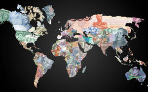 Currency Collage World Map Wallpaper