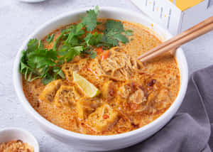 Curry Laksa On White Bowl Wallpaper