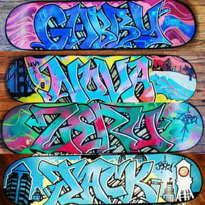 Custom Graffiti Skateboards Triptych Wallpaper