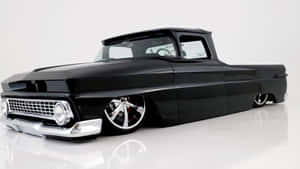 Custom Lowered Black Pickup Truck Wallpaper