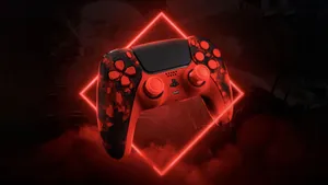 Custom Red Black Ps5 Controller Wallpaper