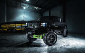 Customized Black Truckwith Green Underglow Wallpaper