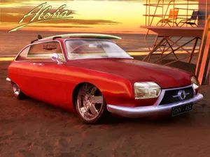 Customized Citroen G S Beach Sunset Wallpaper